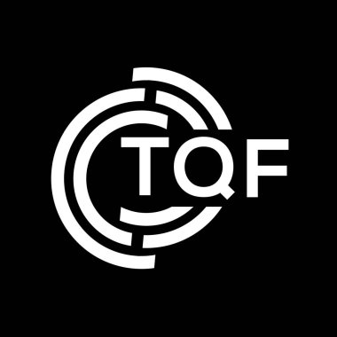 TQF harf logosu tasarımı. TQF monogram harflerin baş harfleri logo kavramı. Siyah arkaplanda TQF harf tasarımı.