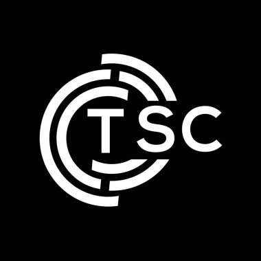 TSC harf logosu tasarımı. TSC monogram harflerin baş harfleri logo kavramı. Siyah arkaplanda TSC harf tasarımı.