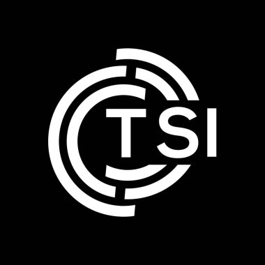 TSI harfi logo tasarımı. TSI başharflerinin baş harfleri logo konsepti. Siyah arkaplanda TSI harf tasarımı.