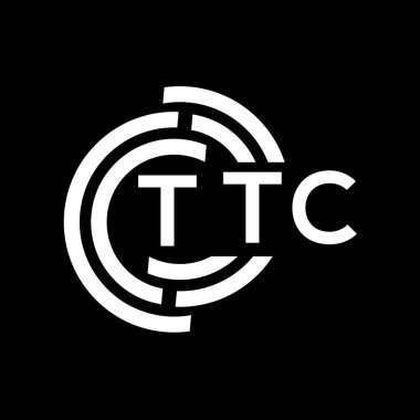 TTC mektup logosu tasarımı. TTC monogram harflerin baş harflerinin logosu. Siyah arkaplanda TTC harf tasarımı.