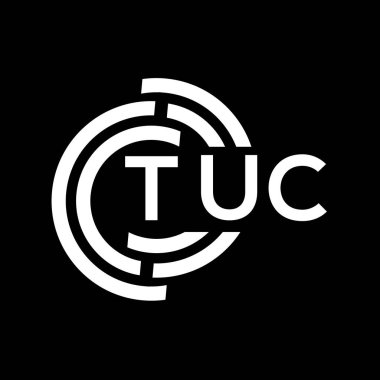TUC harf logosu tasarımı. TUC monogram harflerin baş harfleri logo kavramı. Siyah arkaplanda TUC harf tasarımı.