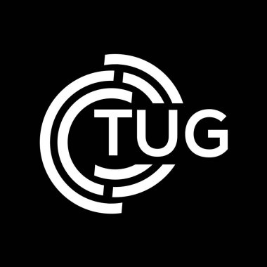 TUG harf logosu tasarımı. TUG monogram harflerin baş harfleri logo kavramı. Siyah arkaplanda TUG harf tasarımı.