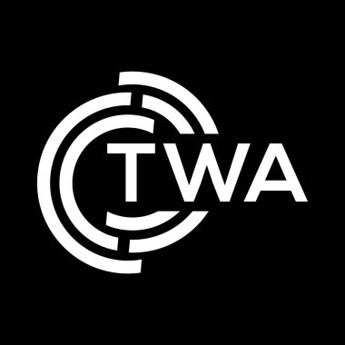 TWA mektup logosu tasarımı. TWA başharflerin baş harfleri logo konsepti. Siyah arkaplanda TWA harf tasarımı.