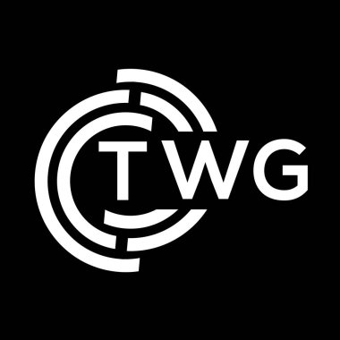 TWG harf logosu tasarımı. TWG monogram harflerin baş harfleri logo kavramı. Siyah arkaplanda TWG harf tasarımı.