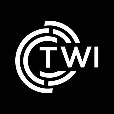 İki harfli logo tasarımı. TWI baş harflerinin baş harfleri logo konsepti. Siyah arkaplanda TWI harf tasarımı.
