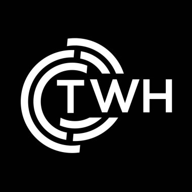 TWH harf logosu tasarımı. TWH monogram harflerin baş harfleri logo kavramı. Siyah arkaplanda TWH harf tasarımı.