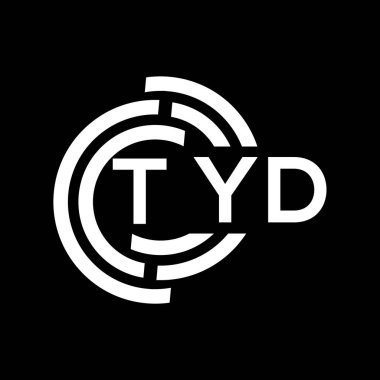 TYD harf logosu tasarımı. TYD monogram harflerin baş harfleri logo kavramı. Siyah arkaplanda TYD harf tasarımı.