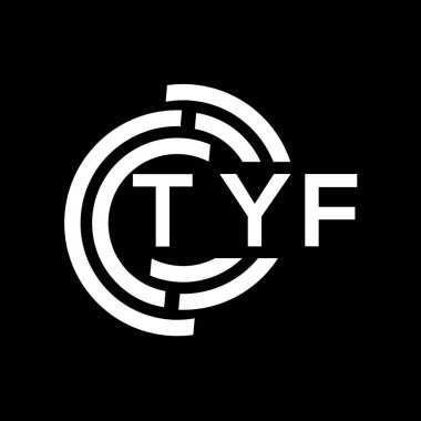 TYF harf logosu tasarımı. TYF monogram harflerin baş harfleri logo kavramı. Siyah arkaplanda TYF harf tasarımı.
