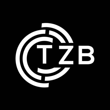 TZB harfli logo tasarımı. TZB başharflerinin baş harfleri logo konsepti. Siyah arkaplanda TZB harf tasarımı.