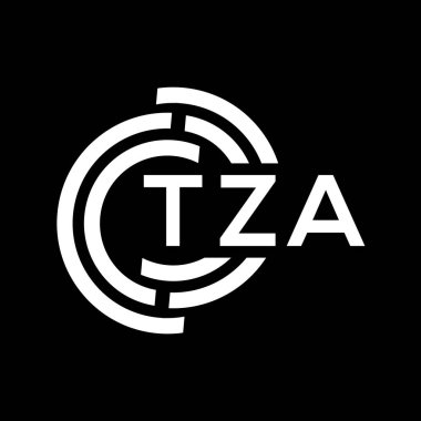 TZA harf logosu tasarımı. TZA monogram harflerin baş harfleri logo kavramı. Siyah arkaplanda TZA harf tasarımı.