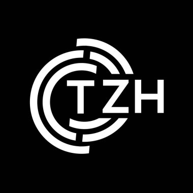 TZH harf logosu tasarımı. TZH monogram harflerin baş harfleri logo kavramı. Siyah arkaplanda TZH harf tasarımı.