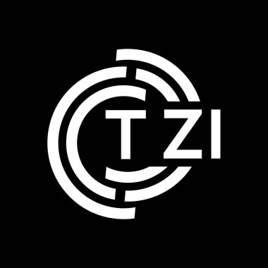 TZI harf logosu tasarımı. TZI monogram harflerin baş harfleri logo kavramı. Siyah arkaplanda TZI harf tasarımı.