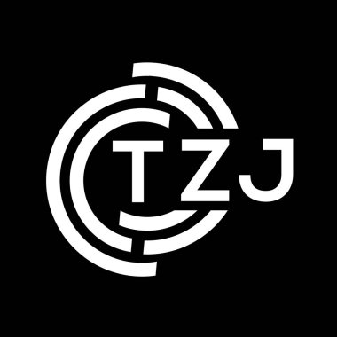 TZJ harf logosu tasarımı. TZJ monogram harflerin baş harflerinin logosu. Siyah arkaplanda TZJ harf tasarımı.
