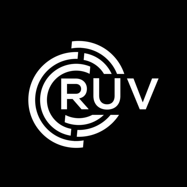 RUV letter logo design. RUV monogram initials letter logo concept. RUV letter design in black background.