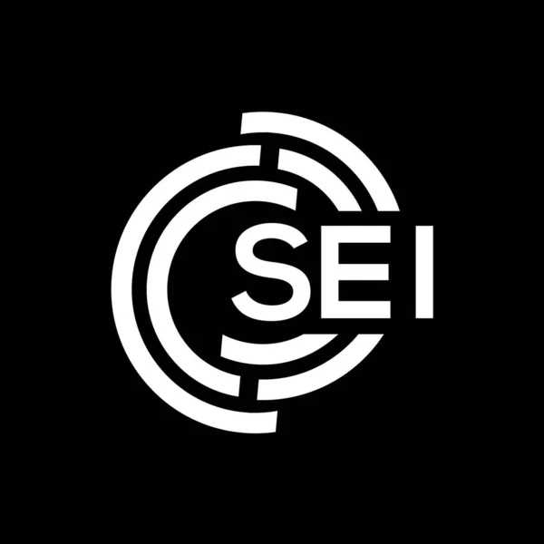SEI mektup logosu tasarımı. SEI başharflerinin baş harfleri logo konsepti. SEI harf tasarımı siyah arkaplan.