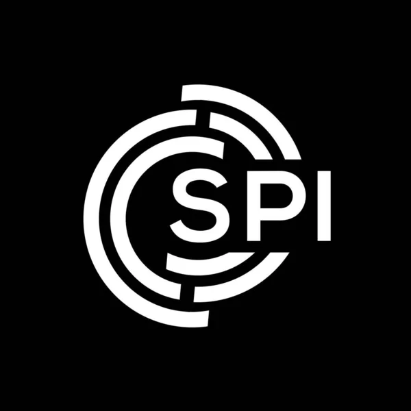 SPI mektup logosu tasarımı. SPI monogram harflerin baş harfleri logo kavramı. Siyah arkaplanda SPI harf tasarımı.