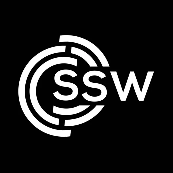 Sswレターロゴデザイン Sswモノグラムイニシャルレターロゴコンセプト 黒の背景にSsw文字のデザイン — ストックベクタ