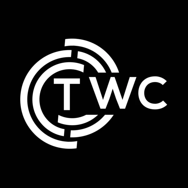 TWC harf logosu tasarımı. TWC monogram harflerin baş harfleri logo kavramı. Siyah arkaplanda TWC harf tasarımı.