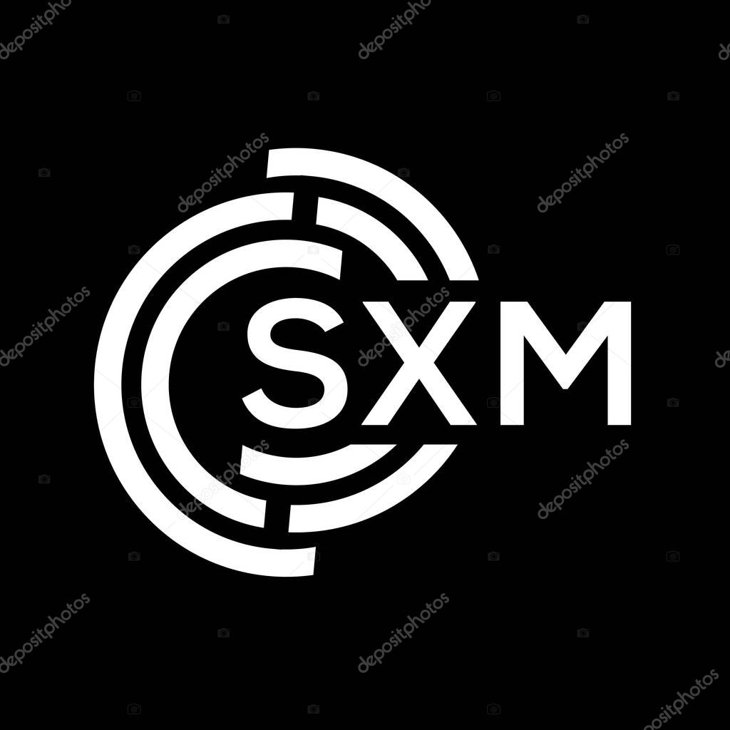 SXM letter logo design. SXM monogram initials letter logo concept. SXM letter design in black background.