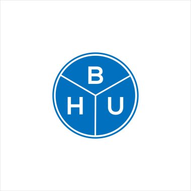 BHU harf logosu tasarımı. BHU monogram harflerin baş harfleri logo kavramı. Siyah arkaplanda BHU harf tasarımı.