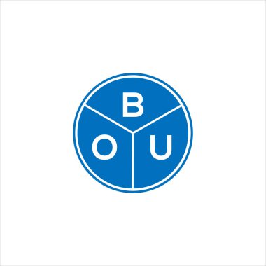 BOU mektup logosu tasarımı. BOU monogram harflerin baş harfleri logo kavramı. Siyah arkaplanda BOU harf tasarımı.
