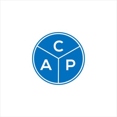 CAP harf logosu tasarımı. CAP monogram harflerin baş harfleri logo kavramı. Siyah arkaplanda CAP harf tasarımı.
