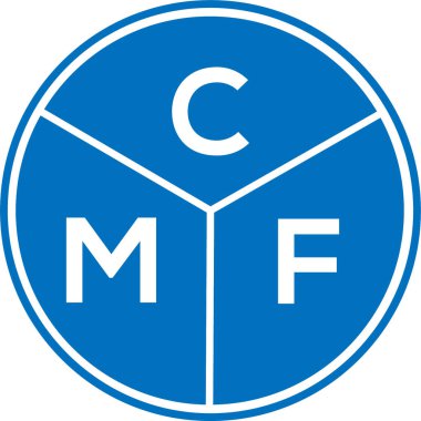 CMF harf logosu tasarımı. CMF monogram harflerin baş harfleri logo kavramı. Beyaz arkaplanda CMF harf tasarımı.