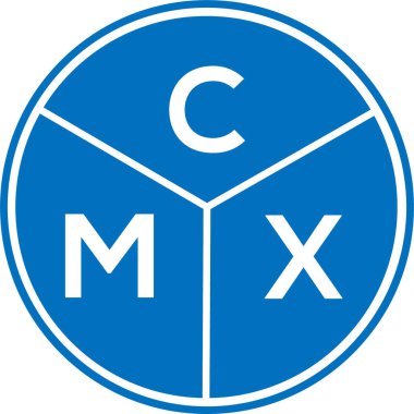 CMX harfli logo tasarımı. CMX monogram harflerin baş harfleri logo kavramı. Beyaz arkaplanda CMX harf tasarımı.