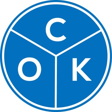 COK harf logosu tasarımı. COK monogram harflerin baş harfleri logo kavramı. Beyaz arkaplanda COK harf tasarımı.
