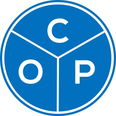 Polis mektup logosu tasarımı. COP başharflerinin baş harfleri logo konsepti. Beyaz arkaplanda COP harf tasarımı.