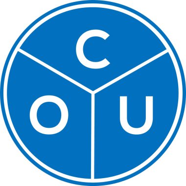 COU mektup logosu tasarımı. COU monogram harflerin baş harflerinin logosu. Beyaz arkaplanda COU harf tasarımı.