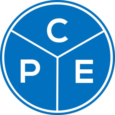 CPE harf logosu tasarımı. CPE monogram harflerin baş harfleri logo kavramı. Beyaz arkaplanda CPE harf tasarımı.
