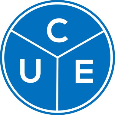 CUE harf logosu tasarımı. CUE baş harflerinin baş harfleri logo konsepti. Beyaz arkaplanda CUE harf tasarımı.