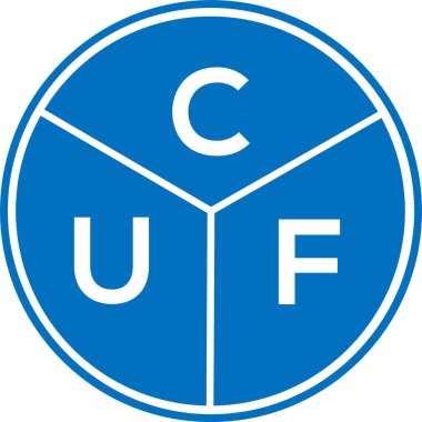 CUF harf logosu tasarımı. CUF monogram harflerin baş harflerinin logosu. Beyaz arkaplanda CUF harf tasarımı.