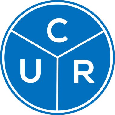 CUR mektup logosu tasarımı. CUR monogram harflerin baş harfleri logo kavramı. Beyaz arkaplanda CUR harf tasarımı.