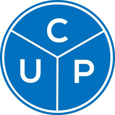 CUP mektup logosu tasarımı. CUP başharflerinin baş harfleri logo konsepti. Beyaz arkaplanda CUP harf tasarımı.