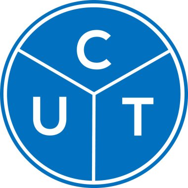 Kesik harfli logo tasarımı. CUT başharflerin baş harfleri logo konsepti. Beyaz arkaplanda CUT harf tasarımı.