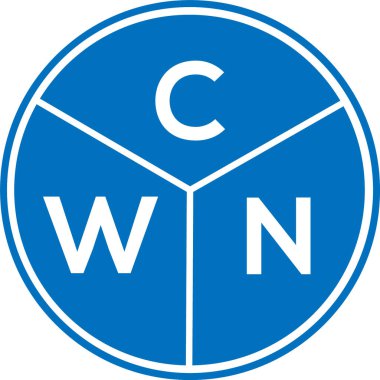 CWN harfi logo tasarımı. CWN monogram harflerin baş harfleri logo kavramı. Beyaz arkaplanda CWN harf tasarımı.