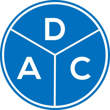 DAC harf logosu tasarımı. DAC başharflerinin baş harfleri logo konsepti. Beyaz arkaplanda DAC harf tasarımı.