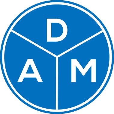 Lanet olası harf logosu tasarımı. DAM başharflerinin baş harfleri logo konsepti. Beyaz arkaplanda DAM harf tasarımı.