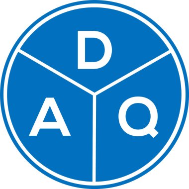 DAQ harf logosu tasarımı. DAQ monogram harflerin baş harfleri logo kavramı. Beyaz arkaplanda DAQ harf tasarımı.