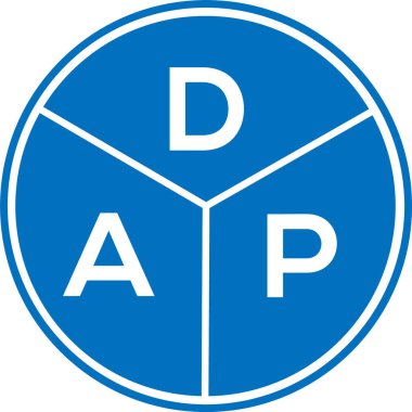 DAP harf logosu tasarımı. DAP başharflerinin baş harfleri logo konsepti. Beyaz arkaplanda DAP harf tasarımı.