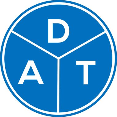 DAT harf logosu tasarımı. DAT başharflerinin baş harfleri logo konsepti. Beyaz arkaplanda DAT harf tasarımı.