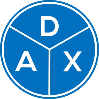 DAX harf logosu tasarımı. DAX başharflerinin baş harfleri logo konsepti. Beyaz arkaplanda DAX harf tasarımı.