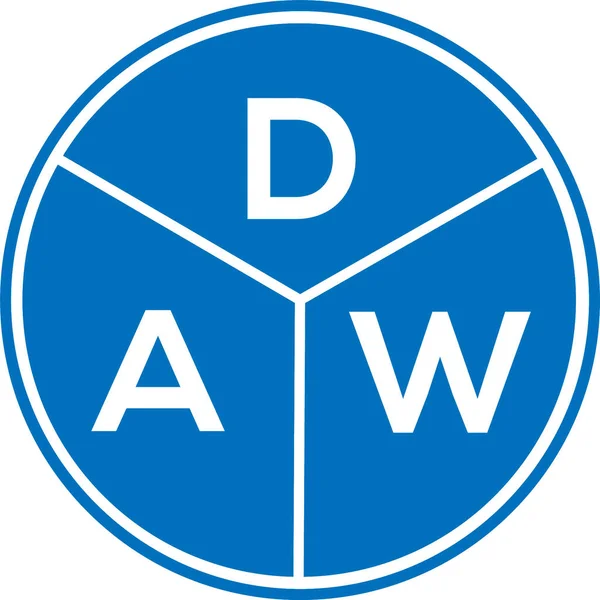 DAW mektup logosu tasarımı. DAW başharflerinin baş harfleri logo konsepti. Beyaz arkaplanda DAW harf tasarımı.