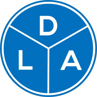 Beyaz arka planda DLA harf logosu tasarımı. DLA yaratıcı daire harfi logosu. DLA harf tasarımı.
