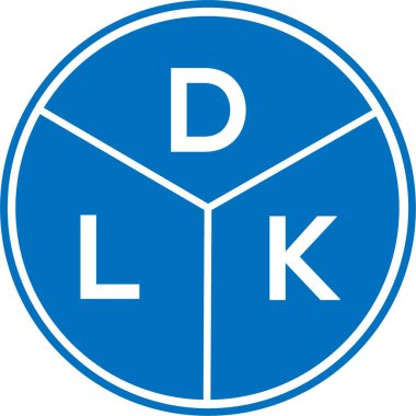 Beyaz arka planda DLK harf logosu tasarımı. DLK yaratıcı daire harfi logosu konsepti. DLK harf tasarımı.