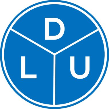 Beyaz arka planda DLU harf logosu tasarımı. DLU yaratıcı daire harfi logosu konsepti. DLU harf tasarımı.