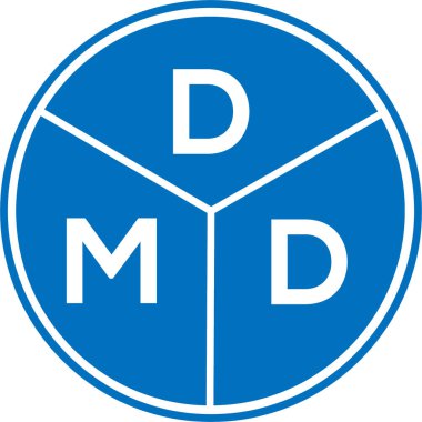 Beyaz arka planda DMD harf logosu tasarımı. DMD yaratıcı daire harfi logosu konsepti. DMD harf tasarımı.