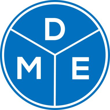 Beyaz arka planda DME harfi logo tasarımı. DME yaratıcı daire harfi logosu konsepti. DME harf tasarımı.